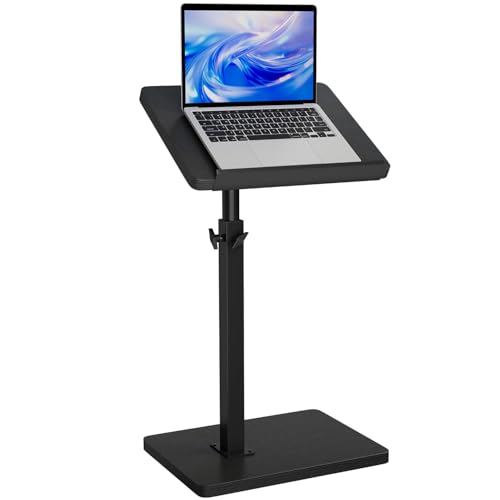 IBUYKE C Shaped TV Tray Table,90° Flip-Over Panel,Black UTVT004B | 360° Swivel Height Adjustable,Side End Table for Small Spaces,for Phone Computer Tablet,Snack Table for Sofa Bed - color: Black, size: Angle Tilt