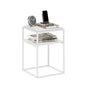 Furinno Moretti Side Table, 2-Tier Stackable Metal Frame End Table with Open Shelf, Night Stand, Bedside Table, Toolless Assembly, for Living Room, Bedroom, Solid White - color: Solid White/White, style: Stackable Metal Frame