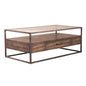 Liberty Furniture Rectangular Cocktail Table in Brown with Beveled Glass Top, Open Shelf Storage, and English Dovetail Construction for Contemporary Living - size: Rectangular Cocktail Table