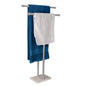 WAYDELI Standing Towel Rack Double-T Shape Tall Bath Towel Sheet Holder with Marble Design Base for Bathroom 2 Tier Towel Holder Stand Stainless Steel (Brushed Nickel) - color: Brushed Nickel
