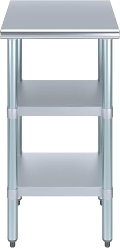 Stainless Steel Work Table with Second Undershelf – Compact Commercial Prep Table for Kitchen, Garage, or Bakery – NSF Certified (18" x 18") - size: 18x18