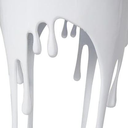 Deco 79 Aluminum Metal End Table with Abstract Drip Design, White Side Table, Accent Melting Legs and Black Glass Top, 16" x 16" x 25", White - color: White