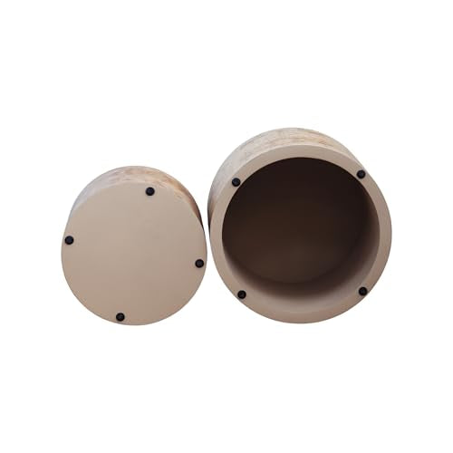 Nesting Coffee Table Set of 2, Modern Round Coffee Table, Wooden Circle Accent Tables for Small Spaces Living Room Bedroom Balcony Office Drum Side Table, Natural Burl - color: Natural Burl