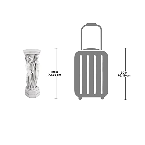 Design Toscano Column of Maenads Women Indoor/Outdoor Sculptural Display Pedestal Plant Stand, 28 inches tall, Cast Stone Resin, Antique Stone Finish