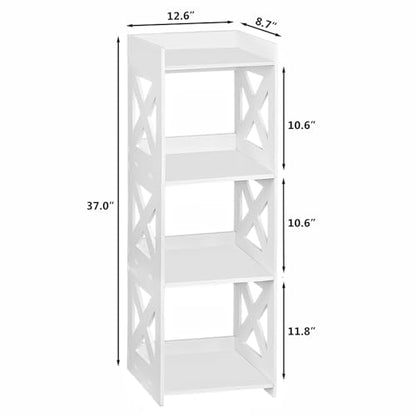 4-Tier Narrow Corner Bathroom Floor Stand, Waterproof PVC, White | Storage Shelf, Rack, Holder, Fits Tight Spaces, for Toilet Side, Laundry, Shower, Kitchen Spice Rack, Easy to Clean, 37”H - size: 4 Tier