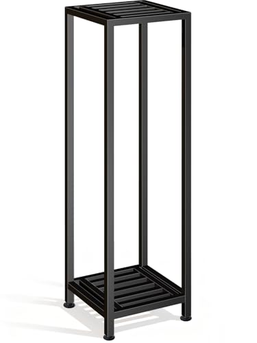 Plant Stand Indoor Outdoor, 41'' Tall Wrought Iron Plant Stands, Heavy Duty | 2 Tier Metal Pedestal Stand Decorative Flower Stand for Patio Garden Deck Living Room - size: 41''