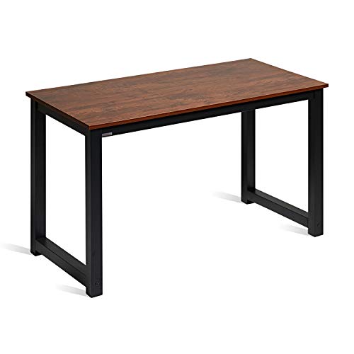 Decoholic 47 Inch Computer Desk, Home & Office PC Laptop Study Writing Table Workstation with Leg Bars, Modern Simple Industrial Style, Rustic Brown - size: 47 Inch