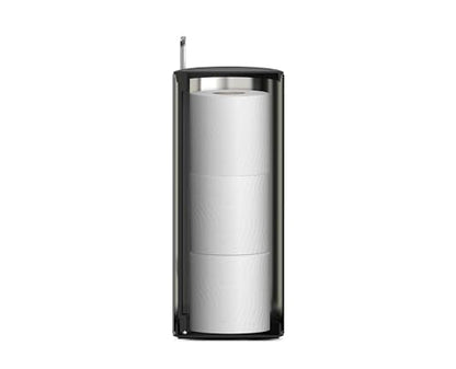 Joseph Joseph EasyStore Luxe Stainless Steel Concealed Toilet Paper Holder Stand Storage with Lid, Hods up to 3 Rolls - style: Holder