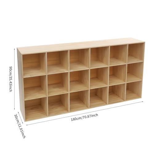 18 Cube Solid Wood Bookcase, Wooden Bookshelf Modern Floor Standing Storage Shelf for Living Room Bedroom Office, 11.8 * 11.8 * 11.8in Cubes with 220lbs Capacity, Easy Assembly - size: 18 Cube