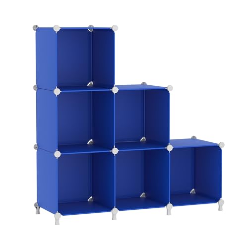 AWTATOS Cube Storage Organizer, 6 Cube Closet Organizers and Storage Shelves, DIY Stackable Bookshelf for Bedroom, Home, Admiral Blue - color: Dark Blue