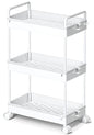 Ronlap 3 Tier Slim Rolling Storage Cart with Wheels Plastic Utility Cart Organizer for Snack Craft Art Postpartum Baby Diaper Nail Makeup in Bathroom Laundry Room Kitchen Bedside Narrow Space, White - color: White