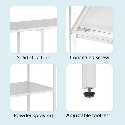 HDANI 39.4 Inch Metal Console Table with 3 Tier Strage Shelves,Narrow Entryway Table,Modern Sofa Tables for Entryway, Living Room,Bedroom,White - color: White, size: 39.37×11.81×31.5in