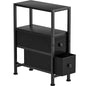 Small Narrow Side Table with Drawers, Skinny End Table for Small Spaces, Slim Nightstand with Storage, Sofa Bedside Table in Living Room, Bedroom, Study, Kitchen and Balcony (Black) - color: Black
