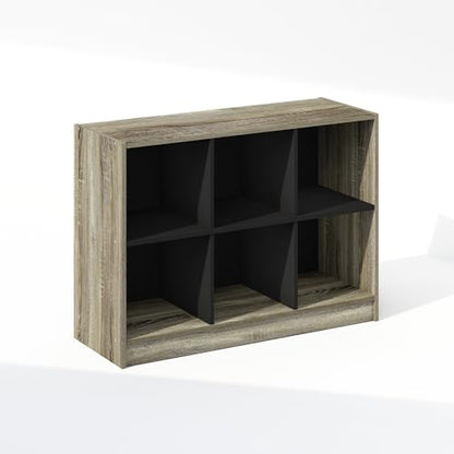 Furinno Basic Book Shelf, 3x2 Bookshelf, Cube Organizer Cabinet Bookcase with Shelf Storage, 11.9 x 31.6 x 23.6, for Living Room, Bedroom, Home Office, French Oak - color: French Oak