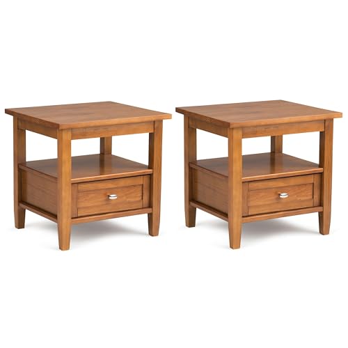 SIMPLIHOME Warm Shaker Solid Wood 20 inch Wide Transitional-Style End Tables in Light Golden Brown for the Living Room and Bedroom (Set of 2) - color: Light Golden Brown, size: 20 inch, style: End Table (Set of 2)