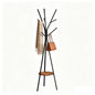 HOME BI Coat Rack, Coat Hanger Stand with Shelves, Freestanding Hall Tree, Metal Hat Hanger with 9 Hooks for Clothes Hats and Scarves, Black and Rustic Brown(Black+Rustic Brown) - color: Rustic Brown