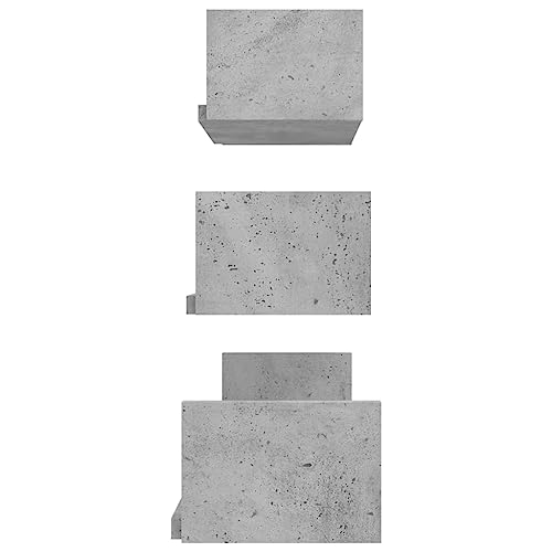 Wall Display Shelf 3 pcs Shelving,Bookcase with Doors,White Bookcase,Suitable for Study, Bedroom, Office, Living Room,Concrete Gray Engineered Wood - color: Grey