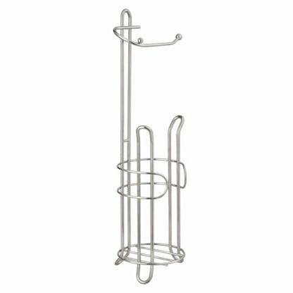 SunnyPoint Bathroom Toilet Tissue Paper Roll Storage Holder Stand with Reserve, The Reserve Area Has Enough Space to Store Mega Rolls (SN) - color: Satin Nickel