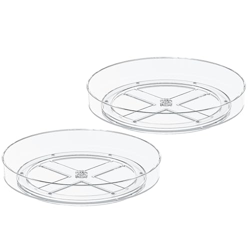 2 Pack 10 Inch Lazy Susan Turntable Organizer, Clear Rotating Spice Rack for Cabinet, Pantry, Kitchen Countertop and Fridge, Non-Slip Acrylic Spinning Tray for Bathroom Vanity - size: 10inch - 2 Pack