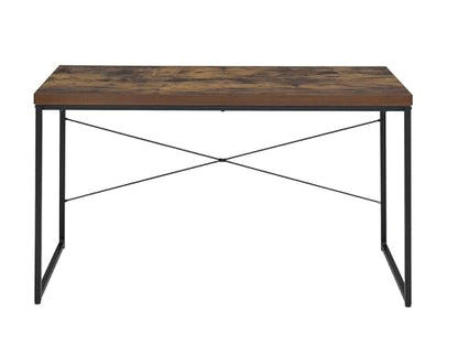 Writing Desk Industrial Style Weathered Oak, Black Metal | weathered oak wood top, black metal frame, rectangular desk, 47W x 22D x 28H, simple assembly, home office use