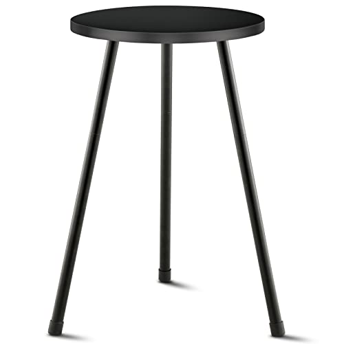KINNARY Tall Plant Stand, Mid Century Wood Indoor Plant Stand Black Plant Table for Flower Pots, Metal Plant Holder, Modern Home Decor Small Round Side End Table (11.8"x20") - color: Black 11.8"x20"
