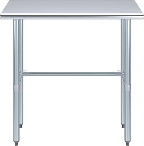 36" x 14" Open Base Stainless Steel Work Table – NSF Certified Commercial Prep Table with Galvanized Legs for Kitchens, Labs & Food Trucks - size: 36"x14"