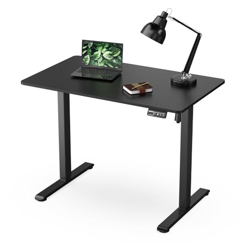 Mount-It! Electric Standing Desk Adjustable Height 40x24 – Compact Sit Stand Desk with Memory Presets, Home Office Workstation, Ergonomic Small Computer Table, Black Frame and Black Top - color: Black, size: 40x24 inches