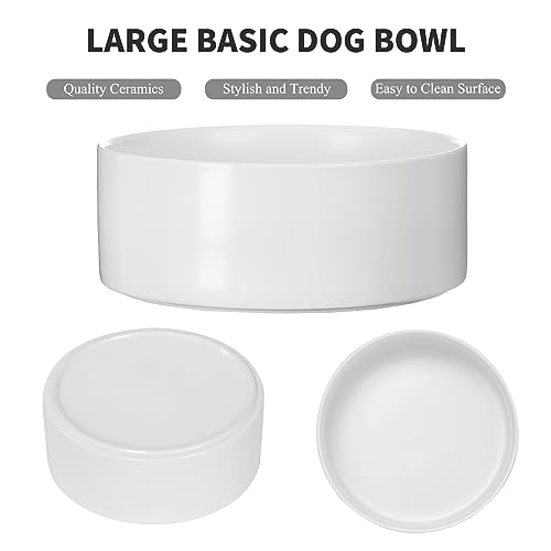 8'' Ceramic Dog Bowl - 70Oz Classic Dogs Food & Water Bowl for Medium and Large Breeds, Heavy-Duty Non-Slip Dog Dish, Food Grade Stoneware Pet Bowl, Dishwasher & Microwave Safe, White - color: Bowl - White, size: 8 inch