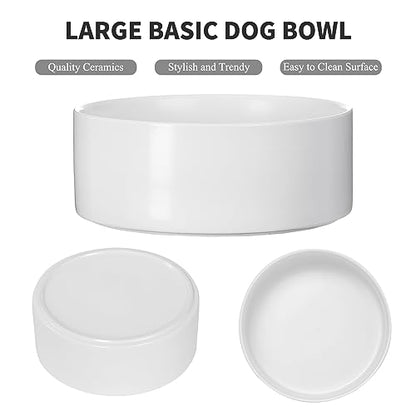 8'' Ceramic Dog Bowl - 70Oz Classic Dogs Food & Water Bowl for Medium and Large Breeds, Heavy-Duty Non-Slip Dog Dish, Food Grade Stoneware Pet Bowl, Dishwasher & Microwave Safe, White - color: Bowl - White, size: 8 inch