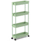 SPACEKEEPER Slim Rolling Storage Cart 4 Tier Bathroom Organizer Utility Cart Mobile Shelving Unit Tower Rack for Kitchen, Laundry Room, Bathroom, Narrow Places, Green - color: Green