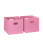 RiverRidge Folding Storage Bins - 2-pack of 10in Tall Pink Cubes | Fabric Bins, Set of 2 Storage Cubes, Cut-out Handles, Playroom Closet Organizer, Collapsible Cubby with Bottom Board Insert - color: 2 Pink 10in H Bins