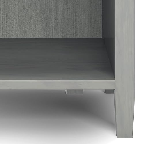 SIMPLIHOME Warm Shaker Bedside Table - 24 inch Wide Solid Wood Nightstand in Fog Grey, Transitional Bedroom Side or End Table with 2 Drawers, Open Shelf Storage and Brushed Nickel Hardware - color: Fog Grey