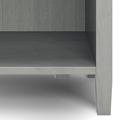 SIMPLIHOME Warm Shaker Bedside Table - 24 inch Wide Solid Wood Nightstand in Fog Grey, Transitional Bedroom Side or End Table with 2 Drawers, Open Shelf Storage and Brushed Nickel Hardware - color: Fog Grey