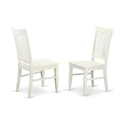 East West Furniture SUWE5-LWH-W 5 Piece Dining Set Includes a Round Dining Room Table with Dropleaf & Shelves and 4 Kitchen Chairs, 42x42 Inch, Linen White - style: SUWE5-LWH-W