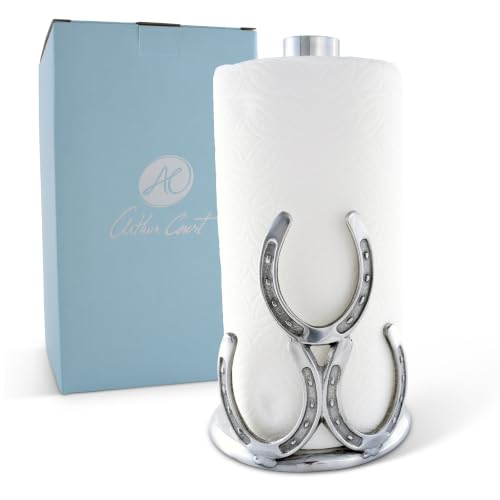 Arthur Court Horseshoe Paper Towel Holder - Decorative Aluminum Equestrian Kitchen Accessory - 12.5 Inch Tall - size: Horseshoe