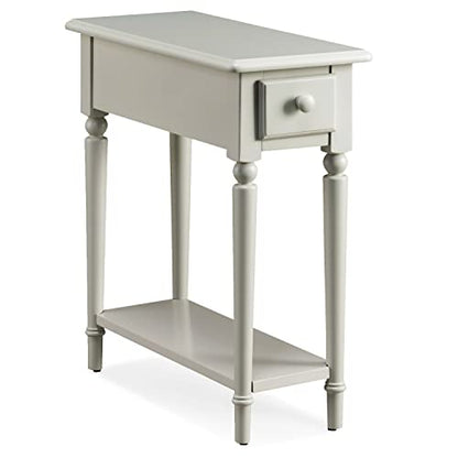 Leick Home Coastal End Table, Solid Wood, 1 Drawer, Bottom Display Shelf, Easy-Assembly, For Living Room/Bedroom, Greige, 23.5 in. L x 10.0 in. W x 24.0 in. H, 20017-GR - color: Greige