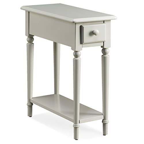 Leick Home Coastal End Table, Solid Wood, 1 Drawer, Bottom Display Shelf, Easy-Assembly, For Living Room/Bedroom, Greige, 23.5 in. L x 10.0 in. W x 24.0 in. H, 20017-GR - color: Greige