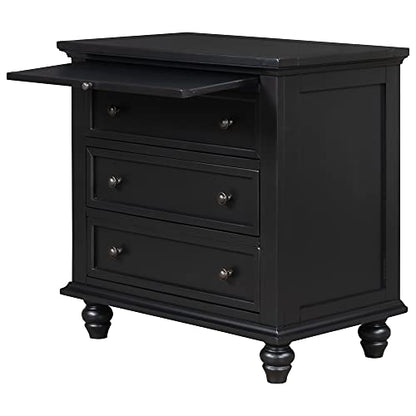 Modern Storage Wood Cabinet with 3-Drawer, Sofa Table Console Table End Table with Pull Out Tray, Accent Table Furniture for Entryway Living Room,Fully Assembly Bedside Table (Black) - color: Black