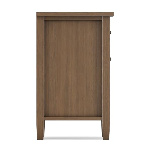SIMPLIHOME Warm Shaker Nightstand - 24 inch Wide Solid Wood Bedside Table in Rustic Natural Aged Brown, Transitional Side Table or End Table with 2 Drawers, Open Shelf, Bronze Knobs and Tapered Legs - color: Rustic Natural Aged Brown