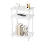THUMEYE 3-Tier Side Table, 15.7”x11.8”x23” Space-Saving End Table with Solid Wood Legs, Tool-Free Assembly Nightstand for Bedroom Living Room, White - color: White
