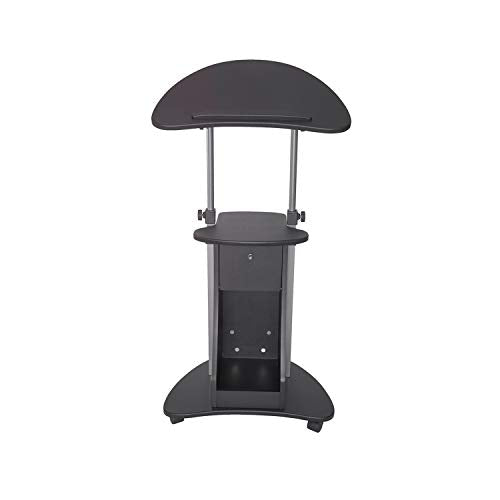 Techni Mobili Sit-to-Stand Mobile Medical Laptop Computer Cart, Black, Adjustable Height, B005 | Adjustable height rolling laptop cart with storage, open shelf, wheels, sit‑to‑stand ideal for podium office medical use - color: Black