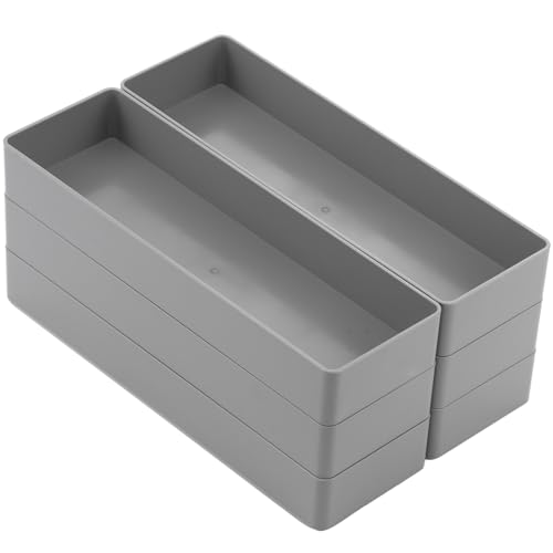 Teling 6 Pcs Grey Large Rectangular Desk Organizer Set, Half Accessory Tray, Plastic Tabletop Organizer for Office, Home, or Study, Dimensions: 9.45 x 2.95 x 1.38 Inches - color: Gray