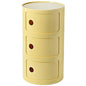 3 Tier Round Nightstand with Drawer, Light Yellow Round Side Table Small Plastic Storage End Table for Bedroom, Living Room, Bathroom - color: Light Yellow