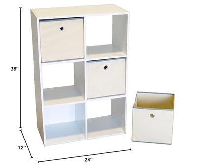 Proman Products 6 Cube Storage Organizer Bookcase, 36" H x 24" W x 12" D, White