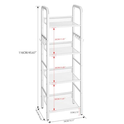 YMYNY 4 Tier Bookshelf, Freestanding Bookcase for Living Room, Bedroom, Home Office, Multi-Functional Storage Rack Organizer, Display Rack with Metal Frame, Rust Resistance, White, UHBC054W - size: 4-Tier (10.43"x14.17"x45.67")