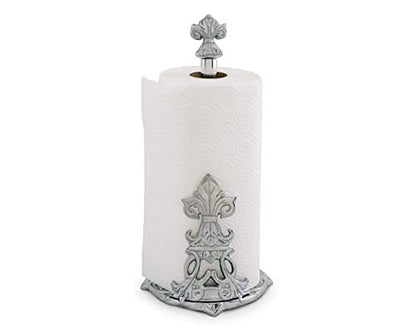 Arthur Court Designs Decorative Countertop Fleur-De-Lis French Paper Towel Holder - Aluminum Metal on Countertop 13 inch Standing Tall - size: 7 inches in diameter and 13 tall