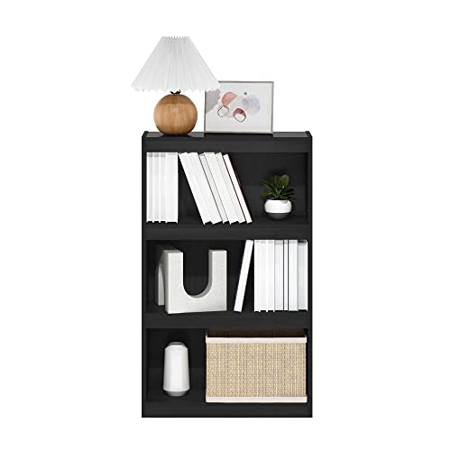 Furinno Jaya Enhanced Home Bookcase 3-Tier Adjustable Bookshelf, Blackwood - color: Blackwood, size: 3-Tier Thick