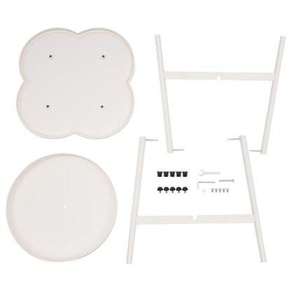 2-Tier Modern Sofa Side Table, Four-Leaf Clover Shape End Table Coffee Tea Snack Table Small Nightstand with Storage for Bedroom Living Room Creamy White - color: Creamy White