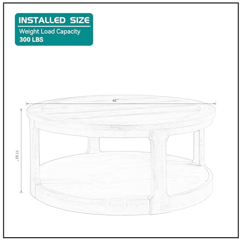 40'' Round Wood Coffee Table Circle Coffee Table with 4 Wheel for Living Room, Modern Retro Farmhouse Style, Easy Assembly, Dark Brown(ø40'' x 17.52'') - color: S1-ø40'' -Dark Brown