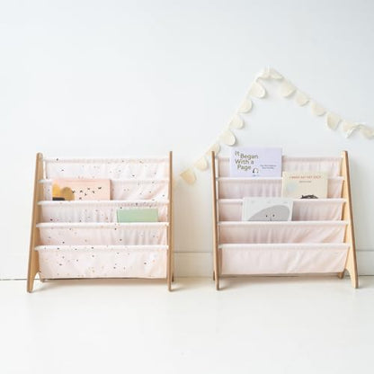 3 Sprouts Recycled Kids Bookshelf, Holds 35 Books, 4-Tier, Pink | Space-saving bookshelf, Children's room, Toddler bookcase organizer, Ages 3+, Book/toy storage, Front-facing, Covers visible - color: Solid Pink